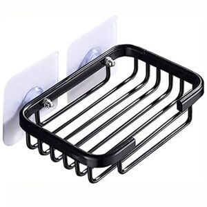 Bathroom Soap Aluminium Adhesive Shower Dish Sponge Holder Black